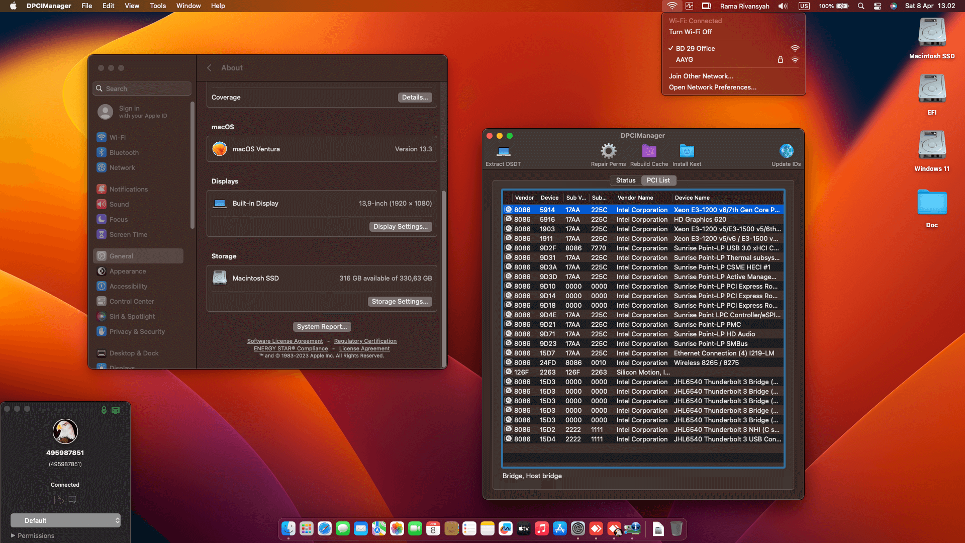 Lenovo Thinkpad X1 Carbon 6th Gen 6th [KabyLake R   Intel UHD 620 + PS2 SMBUS]   OpenCore1 2